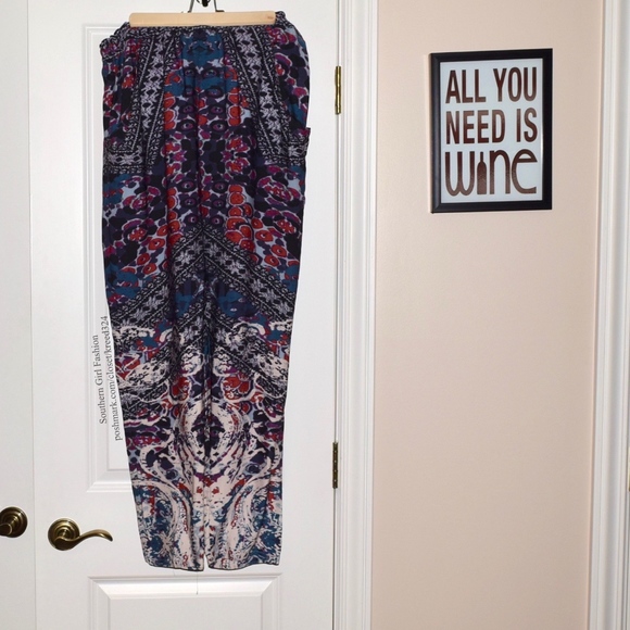 Free People Pants - FREE PEOPLE Woven Pants Intricate Casual Long Maxi